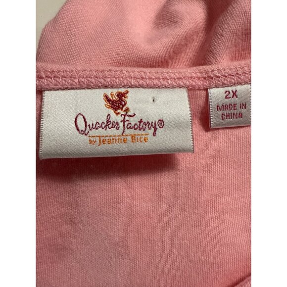 Quacker Factory Size 2X Pink Embellished Top With Rhinestone Design - Picture 5 of 8